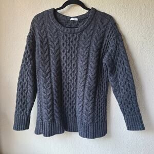 J.Jill Gray Cable Knit Lambs Wool Pullover Sweater Women's Size S